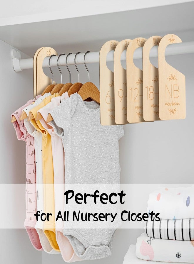 Giftacity Baby Closet Dividers for Clothes Organizer - Set of 7 Adorable Wooden Double-Sided Baby Clothes Size Hanger Organizer from Newborn to 24 Months for Nursery Beautiful Decor - Image 2