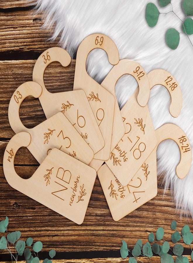 Giftacity Baby Closet Dividers for Clothes Organizer - Set of 7 Adorable Wooden Double-Sided Baby Clothes Size Hanger Organizer from Newborn to 24 Months for Nursery Beautiful Decor - Image 1