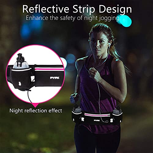 PYFK Running Belt with Water Bottles, Hydration Belt for Men and Women, Water Bottle Holder Running Pouch Water Belt, Fanny Pack Fits 7 inches Phones, Waist pack for Runner Jogging (rose red) - Image 5