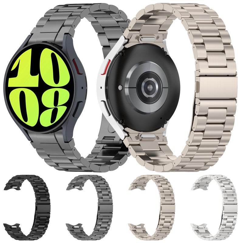 إيروريكس سوار ساعة معدني بثلاث حبات بتصميم أزرار لساعات سامسونج جالاكسي 6/6 كلاسيك/5/5 برو (أسود) - Image 5