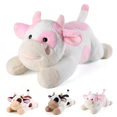 gnomantic Cow Weighted Stuffed Animals 22 Inch 45 Pounds Weighted Plushies Cow Stuffed Animals Big Plush Pillow Cute Plush Toys Gifts for Kids Adults 22 45 lbs Pink - Image 1