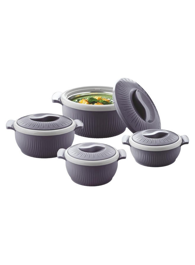 REEM 4-Piece Hot-Blitz Plastic & Stainless Steel Food Containers Set With Twist-Lock Lid 950ML, 1200ML, 1800ML, 2400ML Dark&Light Grey - Image 1