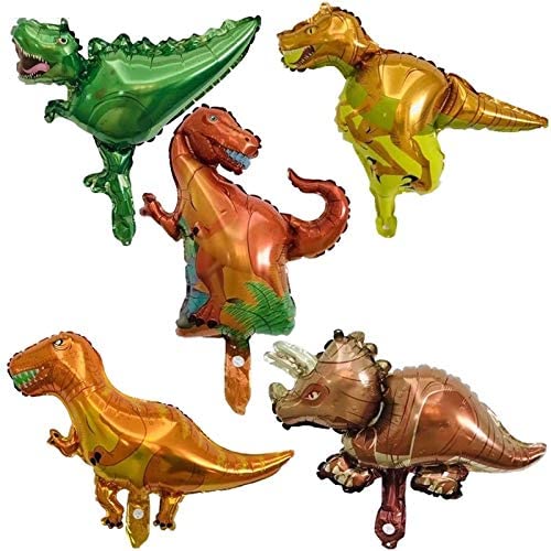 Moira Pack Of 6 Dinosaur Mini Hand Foil Balloons For Jungle Theme Party Decorations|Multicolor - Image 2