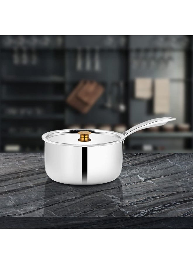 Shri & Sam Stainless Steel Triply Sauce Pan, Triplica, 16 cm, 1.5 Litre - Image 3