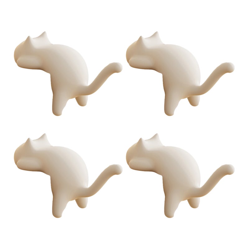 4Pcs Desk Edge Cat Hooks Cute Cat Shape Table Edge Hangers No-Drill Adhesive Backpack Hook Holds Up to 5kg Desk Organizer for Hanging Bags Keys Headphones - Image 3