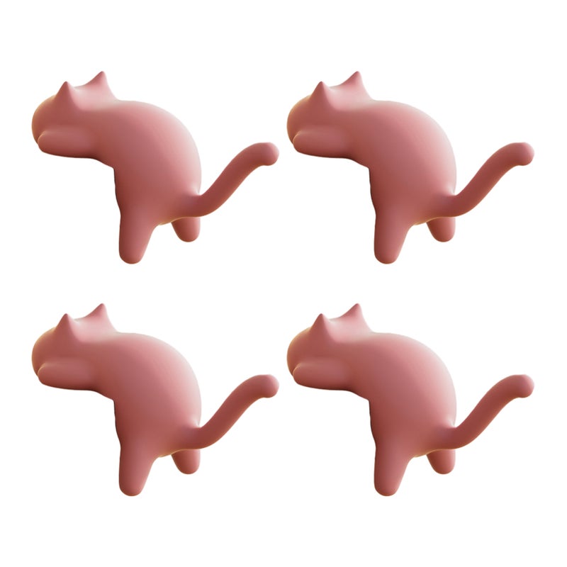 4Pcs Desk Edge Cat Hooks Cute Cat Shape Table Edge Hangers No-Drill Adhesive Backpack Hook Holds Up to 5kg Desk Organizer for Hanging Bags Keys Headphones - Image 4