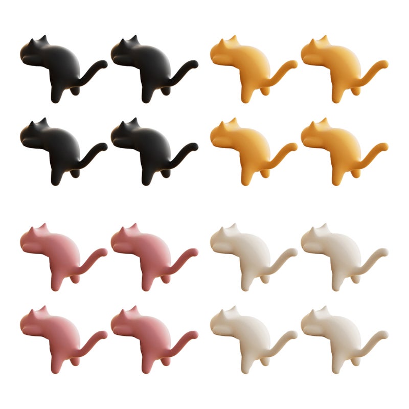 4Pcs Desk Edge Cat Hooks Cute Cat Shape Table Edge Hangers No-Drill Adhesive Backpack Hook Holds Up to 5kg Desk Organizer for Hanging Bags Keys Headphones - Image 2