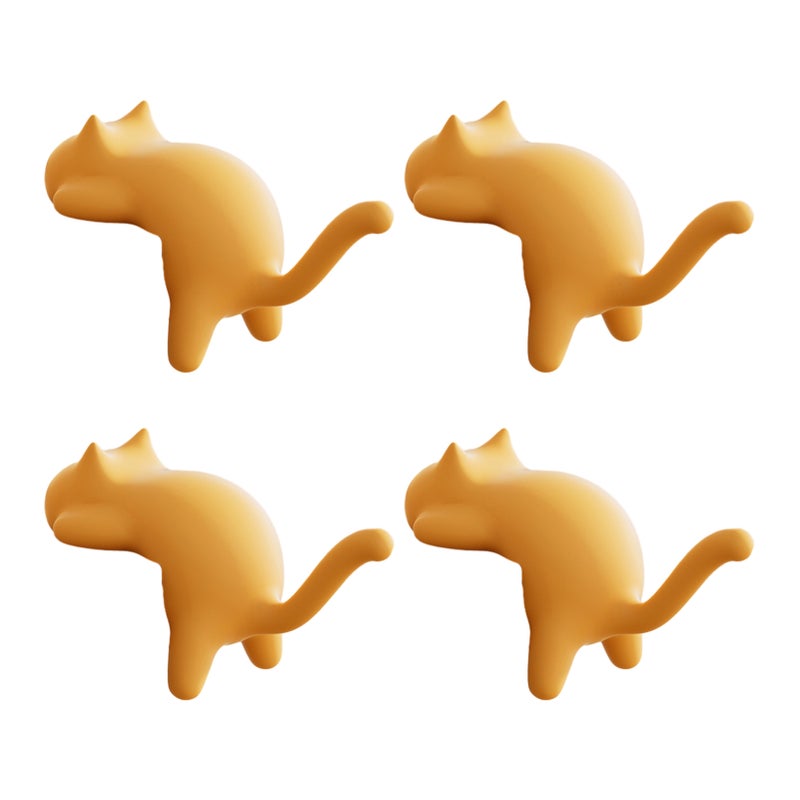 4Pcs Desk Edge Cat Hooks Cute Cat Shape Table Edge Hangers No-Drill Adhesive Backpack Hook Holds Up to 5kg Desk Organizer for Hanging Bags Keys Headphones - Image 5