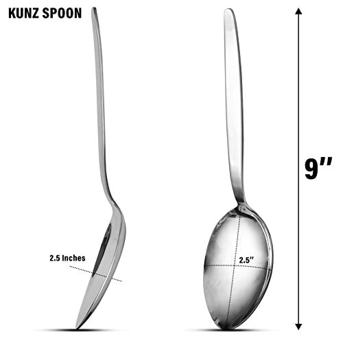 BNAZIND Kunz Perforated and Regular Set | Pack of 2 | 18/10 Stainless Steel | 9 Inch Cooking Dinner Serving Basting Quenelle Chef Spoon | - Image 4