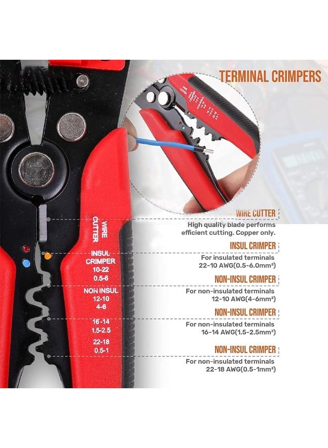 8 Inch Self-Adjusting Automatic Wire Stripper – Multifunctional Cable Stripper Cutter Crimping Pliers Tool for 10-24 AWG Copper Aluminum Wires - Image 3