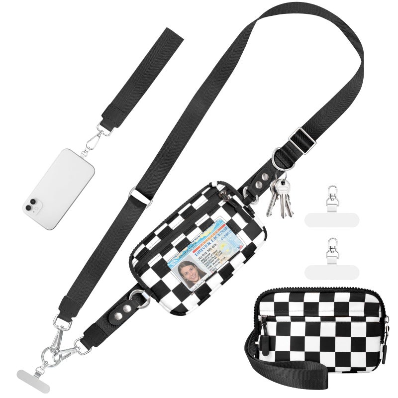 Tiostep Clip and Go Strap for Phone with Wallet Crossbody Phone Lanyard and Detachable Checkered Bag with ID Window and RFID Pouch for Daily Travel. - Image 1