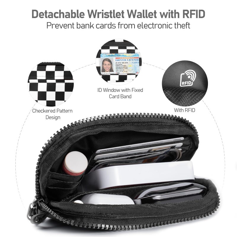 Tiostep Clip and Go Strap for Phone with Wallet Crossbody Phone Lanyard and Detachable Checkered Bag with ID Window and RFID Pouch for Daily Travel. - Image 3