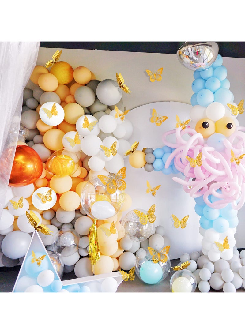 إسكدنيا ملصق حائط على شكل فراشة ثلاثية الأبعاد، ملصق حائط فني على شكل فراشة ثلاثية الأبعاد، 48 قطعة، 4 أنماط و3 أحجام، ديكورات فراشات ذهبية لديكور أعياد الميلاد على شكل فراشة وديكورات حفلات الفراشات وديكورا - Image 3