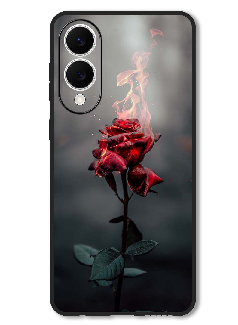 Theodor Case Compatible with Samsung Galaxy S25 Edge 6.7 Inch Protection Shockproof Bumper Cover Burning Red Rose - Image 1