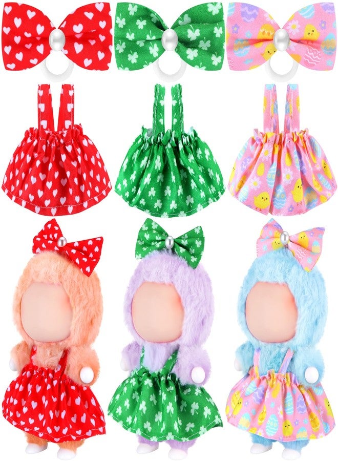 Simgoing 3 Pack Easter 17cm Doll Clothes Set Cute Pink Easter Egg Green Clover Red Heart Outfit for Valentine St. Patrick's Day Dressed up Doll Accessories - Image 1