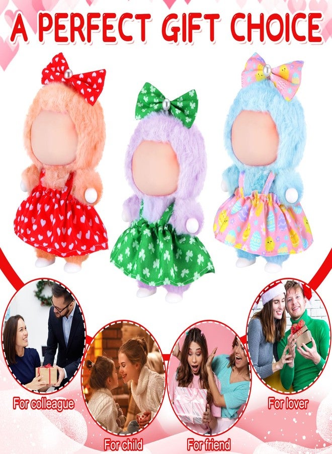 Simgoing 3 Pack Easter 17cm Doll Clothes Set Cute Pink Easter Egg Green Clover Red Heart Outfit for Valentine St. Patrick's Day Dressed up Doll Accessories - Image 3