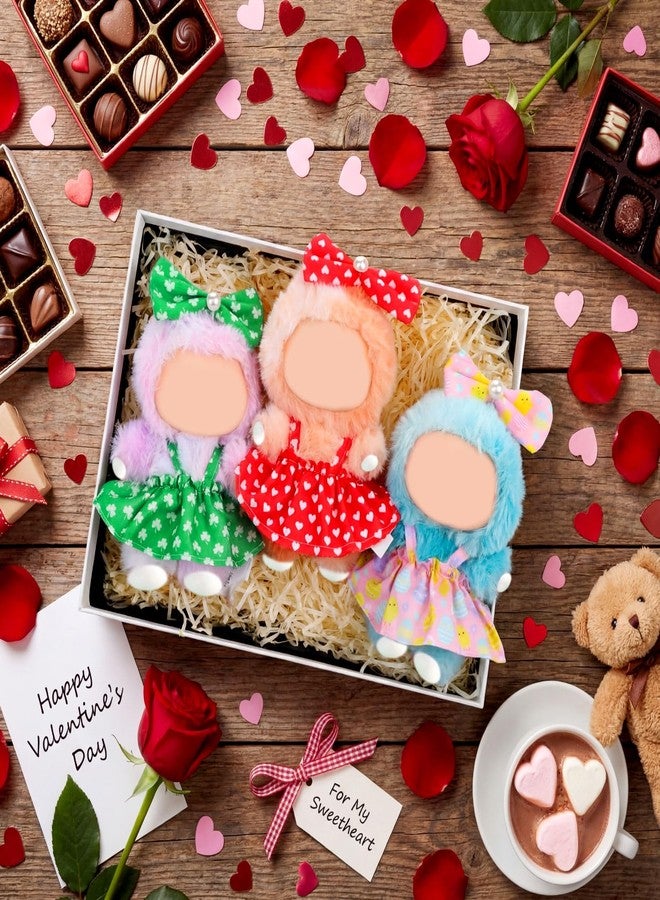 Simgoing 3 Pack Easter 17cm Doll Clothes Set Cute Pink Easter Egg Green Clover Red Heart Outfit for Valentine St. Patrick's Day Dressed up Doll Accessories - Image 4