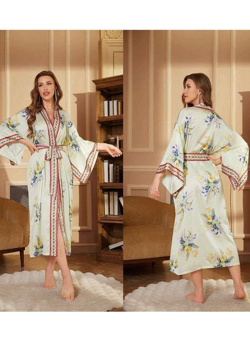 Tie Up Long Sleeved Sleeping Bathrobe Can Be Used As A Wedding Morning Gown Or Home Outfit  - Image 1
