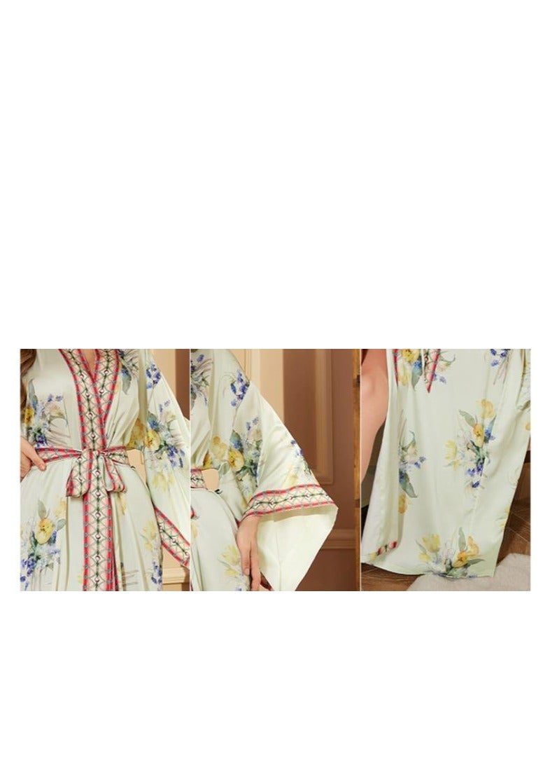 Tie Up Long Sleeved Sleeping Bathrobe Can Be Used As A Wedding Morning Gown Or Home Outfit  - Image 2