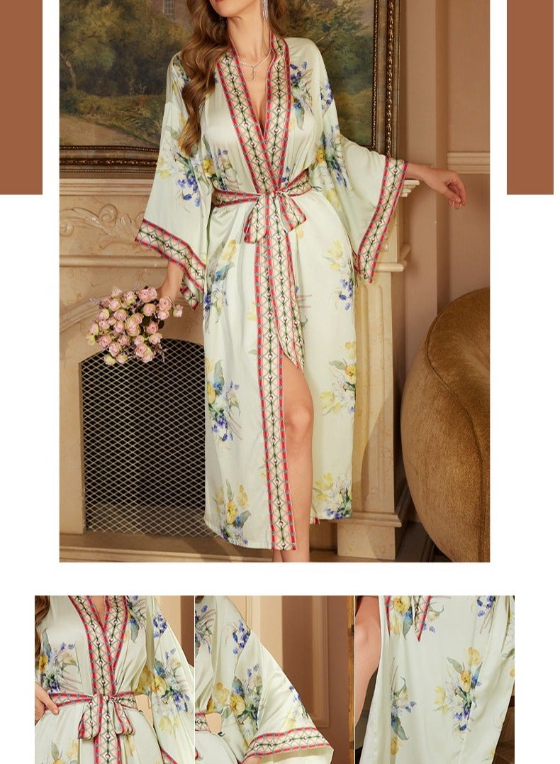 Tie Up Long Sleeved Sleeping Bathrobe Can Be Used As A Wedding Morning Gown Or Home Outfit  - Image 5