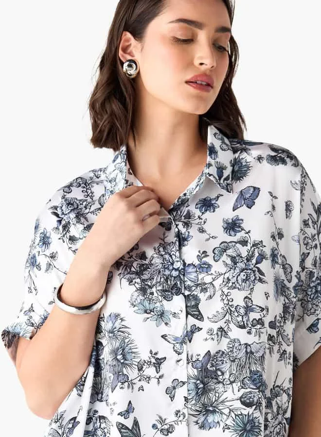 2Xtremz 2Xtremz Printed Collared Shirt with Short Sleeves