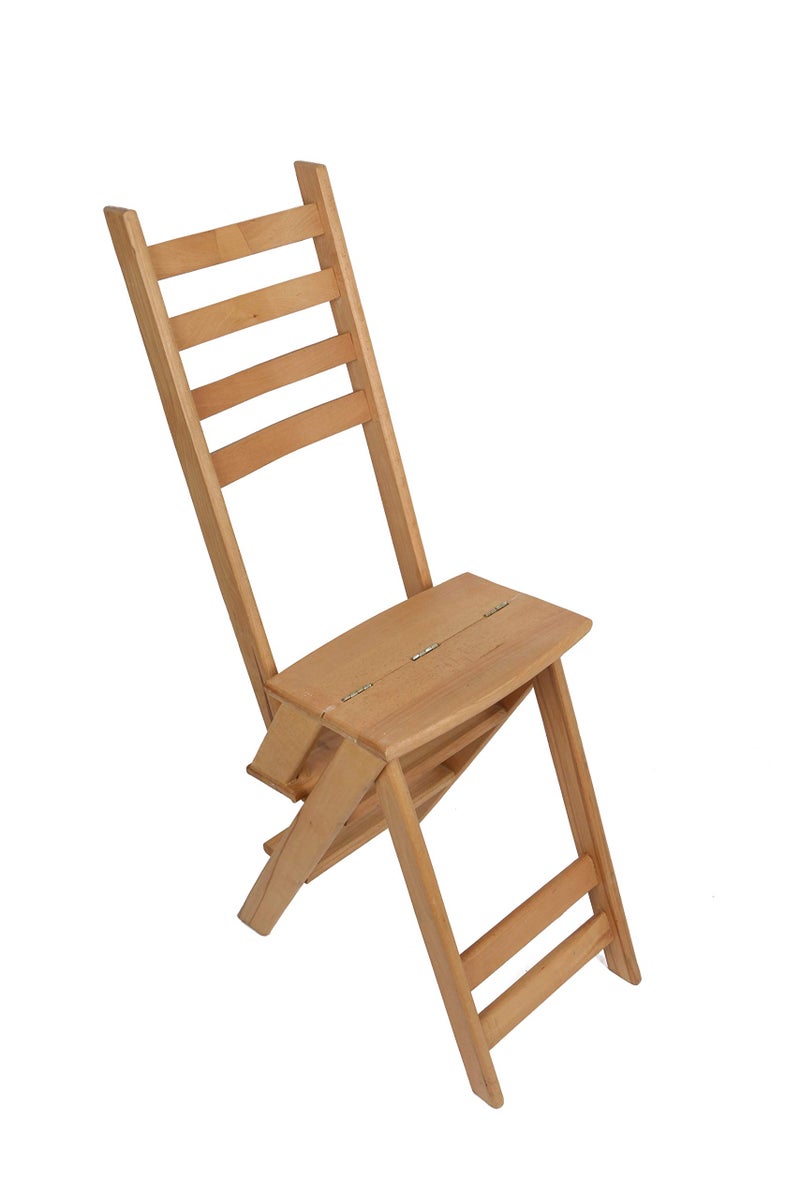 Beech Wood Convertible Ladder Into a Large Chair (Brown) - Image 3