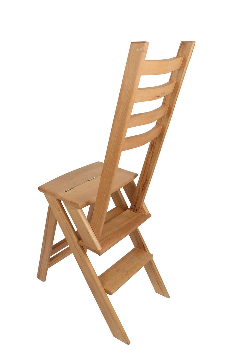 Beech Wood Convertible Ladder Into a Large Chair (Brown) - Image 2