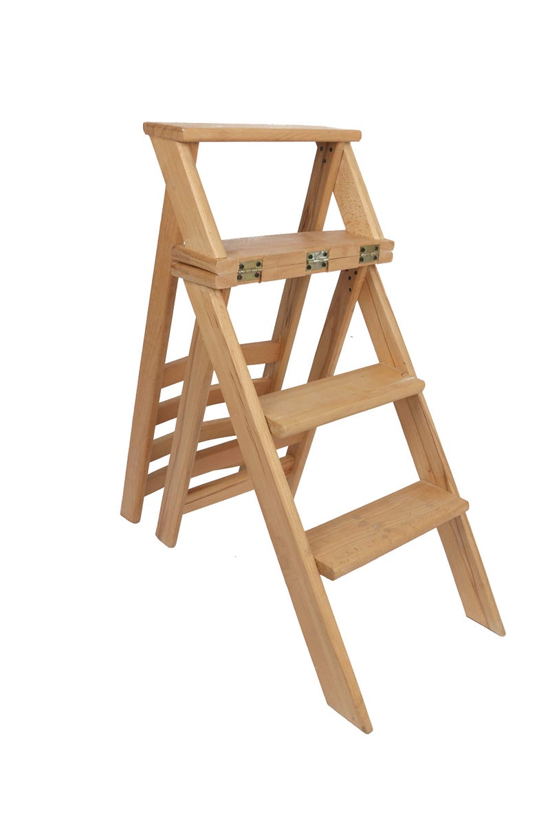 Beech Wood Convertible Ladder Into a Large Chair (Brown) - Image 1