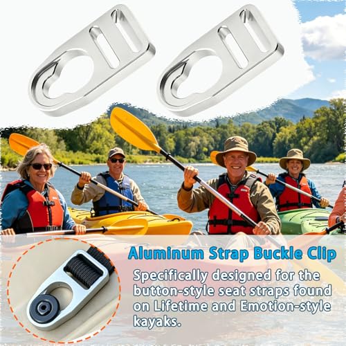 gtpartes Aluminum Strap Replacement Buckle Clip Compatible with Kayak Seats Fit Lifetime and Emotion Style Button Type Seat Straps Repair Clip Parts Accessories Premium Upgrade Belt Clips 2 Pcs - Image 5