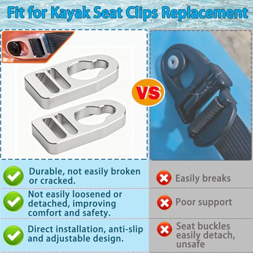 gtpartes Aluminum Strap Replacement Buckle Clip Compatible with Kayak Seats Fit Lifetime and Emotion Style Button Type Seat Straps Repair Clip Parts Accessories Premium Upgrade Belt Clips 2 Pcs - Image 3