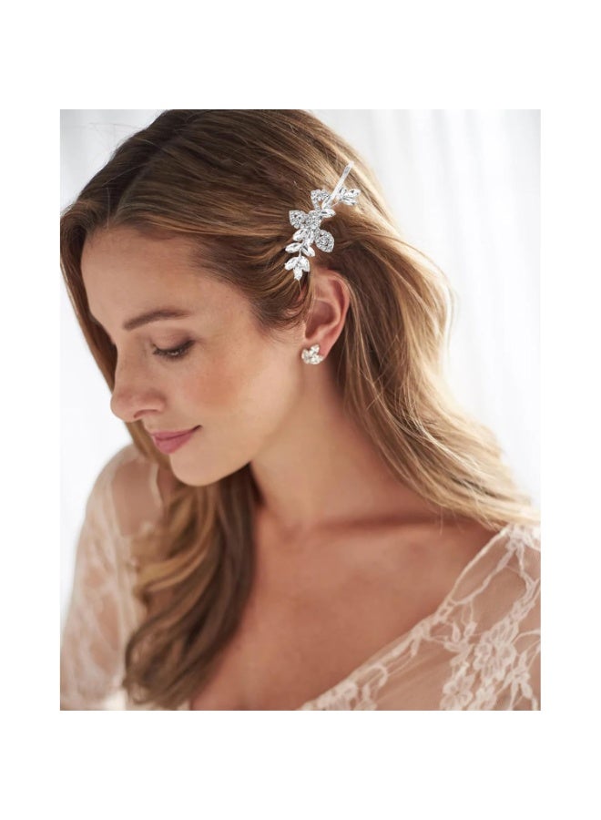 4 Pcs Rhinestone Hair Clips for Women Hair Barrettes Silver Bridal hair accessories for Wedding Party Everyday - Image 4