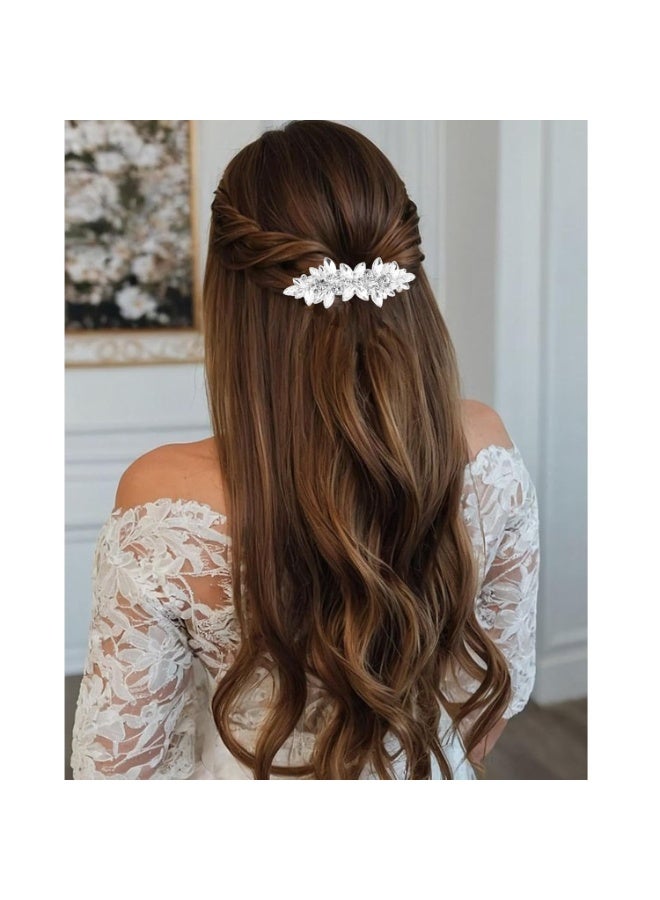 4 Pcs Rhinestone Hair Clips for Women Hair Barrettes Silver Bridal hair accessories for Wedding Party Everyday - Image 3