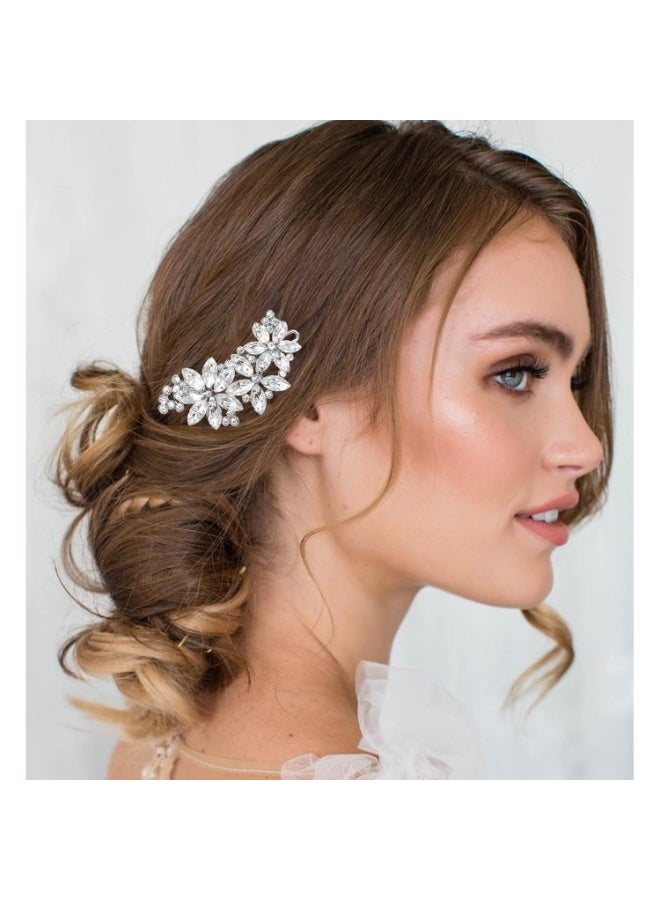 4 Pcs Rhinestone Hair Clips for Women Hair Barrettes Silver Bridal hair accessories for Wedding Party Everyday - Image 2