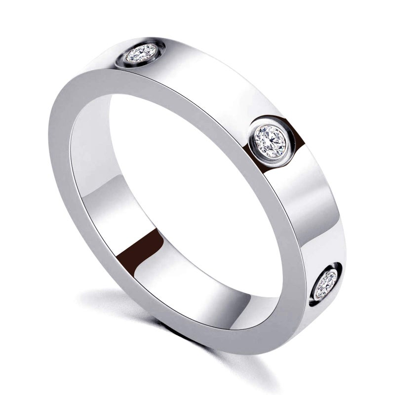PDWZNBA Love Friendship Ring 18K Gold Silver Rose Plated Cubic Zirconia Stainless Steel Promise Ring Wedding Band Jewelry Birthday Gifts for Women - Image 1