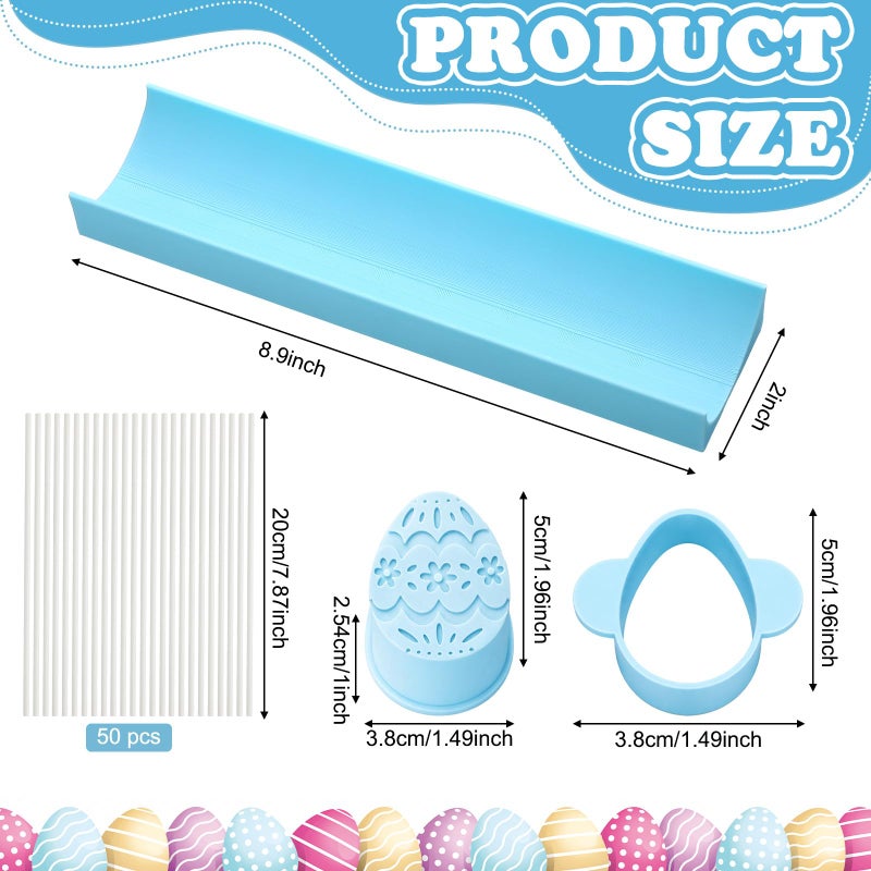 Willinglong 4 Pcs Easter Egg Cake Pop Mold Egg Cake Pop Cutter and Pusher Baking Molds Kit with Tray and 50 Sticks for Easter Party, DIY Gift, Birthday, Home Desserts Making - Image 2