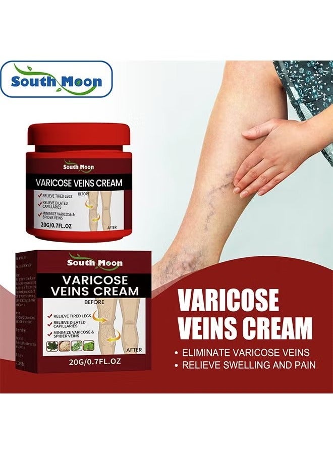 SOUTH MOON Varicose Veins Cream，Relieve Tired Legs Relieve Dilated Capillaries Minimize Varicose &Spider Veins ​Relief Cream 20g - Image 1
