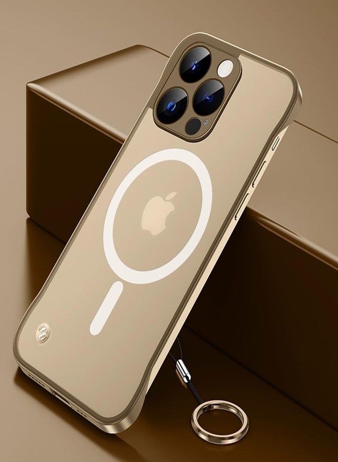 أوميو جراب Omio المغناطيسي النحيف لهاتف iPhone 16 Pro متوافق مع MagSafe، شفاف غير لامع، تصميم فائق النحافة بدون إطار مع حلقة إصبع لحماية كاملة للكاميرا، مناسب للرجال والنساء، لون تيتانيوم صحراوي - Image 1