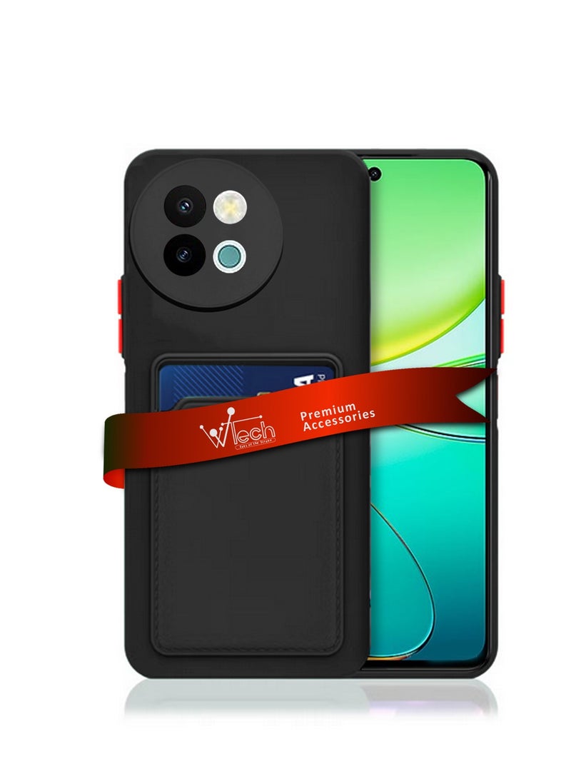 Wtech Vivo Y38 / vivo Y200t 5G 2024 Silicone TPU With Card Holder Case Cover Navy Black  - Image 1