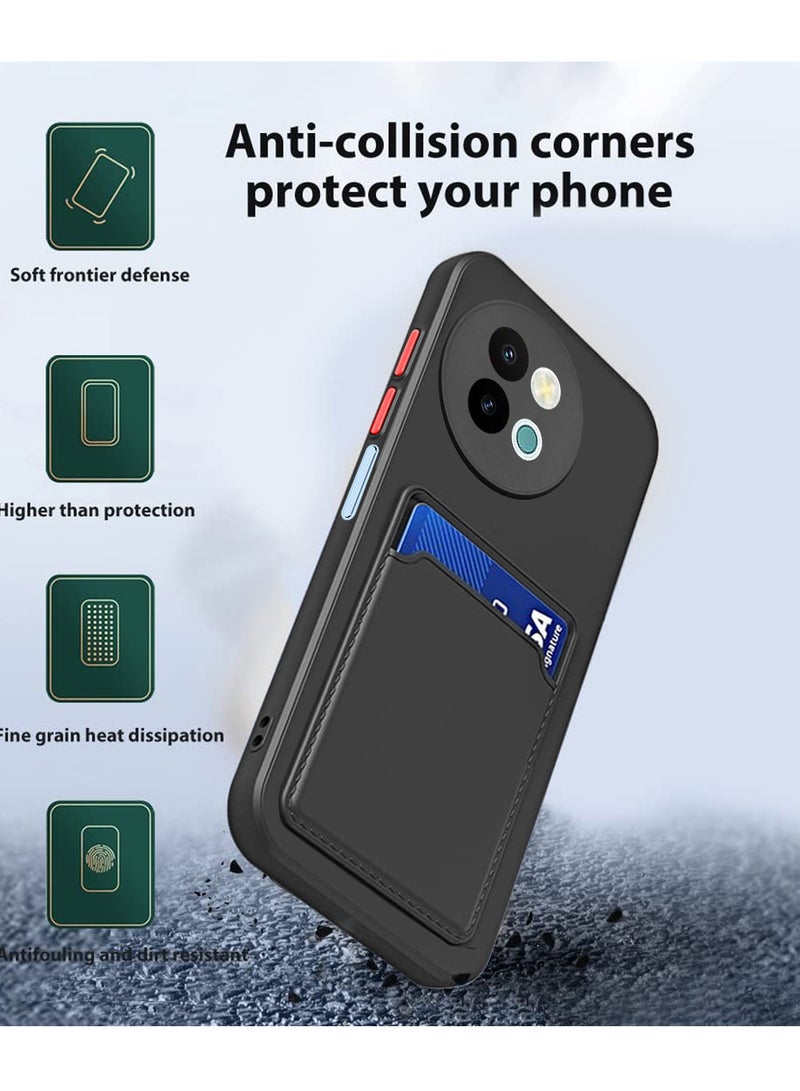 Wtech Vivo Y38 / vivo Y200t 5G 2024 Silicone TPU With Card Holder Case Cover Navy Black  - Image 5