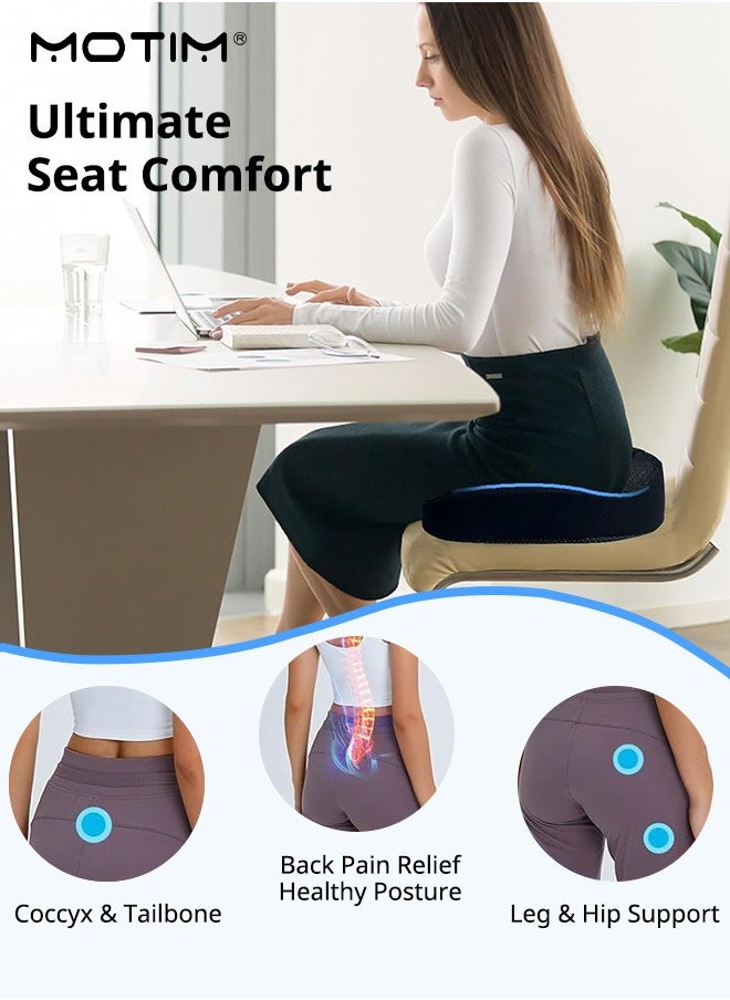 Motim Car Wedge Seat Cushion for Driving, Memory Foam Seat Cushion, Improve Vision/Posture, Orthopedic Comfort Tailbone Pillow Car Office Chair Pad  - Image 3
