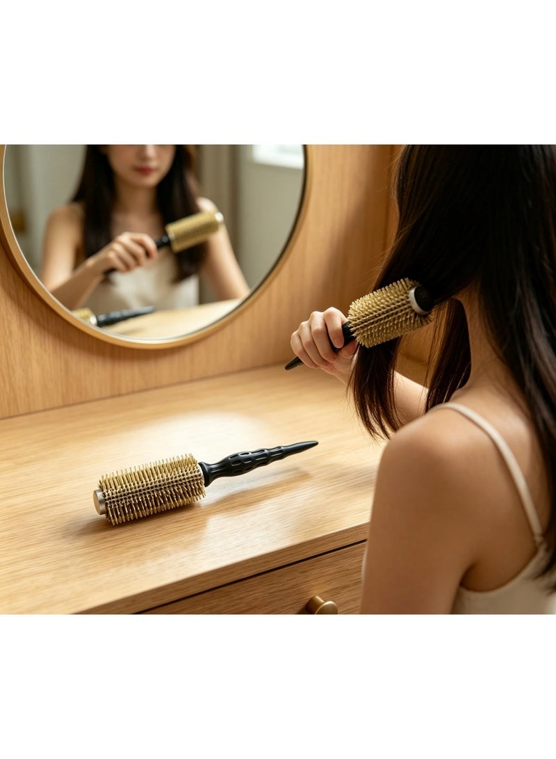 SUMRISE Hair Roller Brush Boar Bristle Lotus Wood Curling Comb For Straightening And Curling Hair, Pear Blossom Styling Cylinder Comb, Large Flower Comb - Image 1