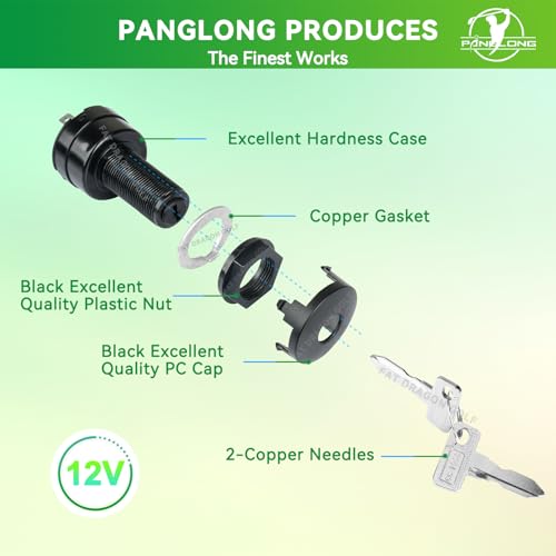 Panglong Precedent Ignition Switch - 2 Terminal, Club Car Ignition Key Switch for 2004-up Precedent and 2018-up Tempo Electric Golf Cart, OEM# 102508601 - Image 2