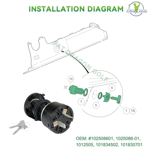 Panglong Precedent Ignition Switch - 2 Terminal, Club Car Ignition Key Switch for 2004-up Precedent and 2018-up Tempo Electric Golf Cart, OEM# 102508601 - Image 5