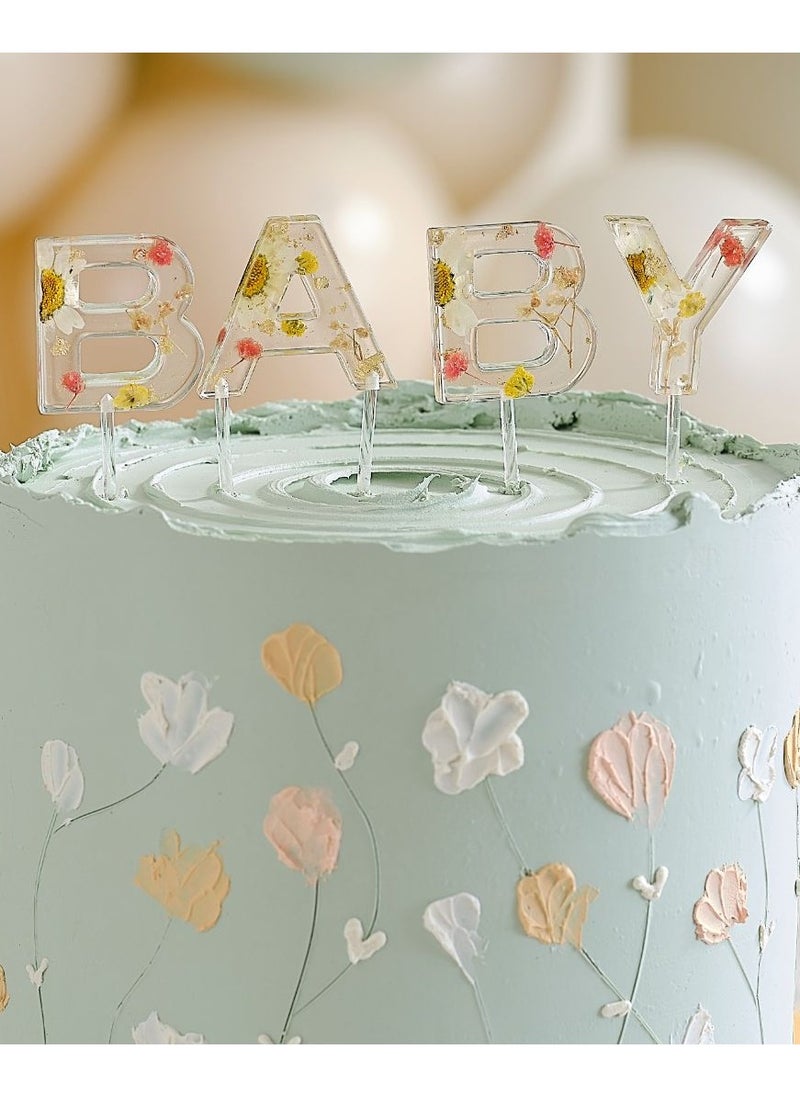 Ginger Ray Pressed Flowers Baby Cake Topper  - Image 1