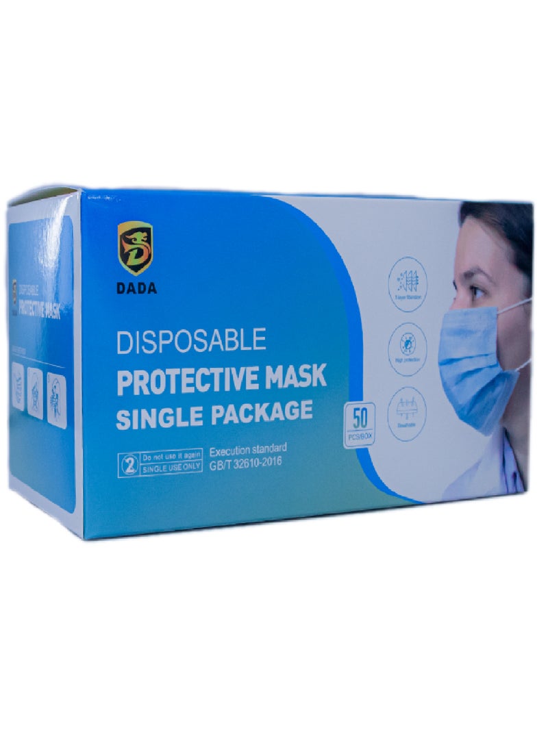 DADA DISPOSABLE PROTECTIVE MASK SINGLE PACKAGE BLUE 50`S