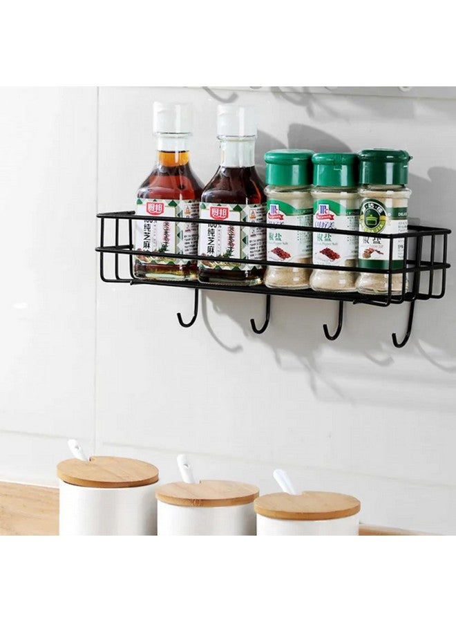 arena رف حمام متعدد الاستخدامات ذاتي اللصق من أرينا مصنوع من الفولاذ للجدار مع خطافات/حامل مناشف/رف/ملحقات تنظيم الحمام - تركيب على الجدار - عبوة من 1 (أسود) - Image 4