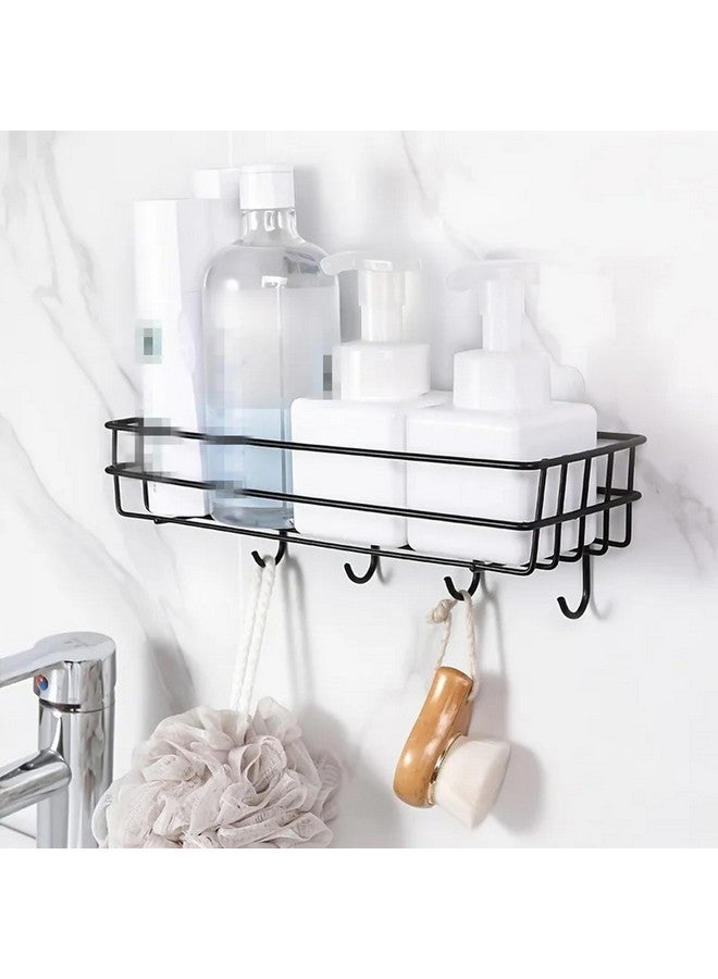 arena رف حمام متعدد الاستخدامات ذاتي اللصق من أرينا مصنوع من الفولاذ للجدار مع خطافات/حامل مناشف/رف/ملحقات تنظيم الحمام - تركيب على الجدار - عبوة من 1 (أسود) - Image 5