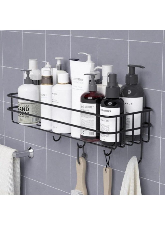 arena رف حمام متعدد الاستخدامات ذاتي اللصق من أرينا مصنوع من الفولاذ للجدار مع خطافات/حامل مناشف/رف/ملحقات تنظيم الحمام - تركيب على الجدار - عبوة من 1 (أسود) - Image 1