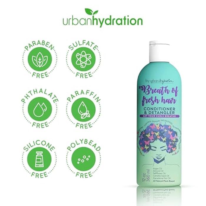 Urban Hydration Breath of Fresh Hair Conditioner & Detangler – With Aloe Vera & Pro-Vitamin B5, Hydrates, Softens, Detangles & Adds Shine, Sulfate & Paraben Free, Ideal for All Hair Types – 12 Oz - Image 2
