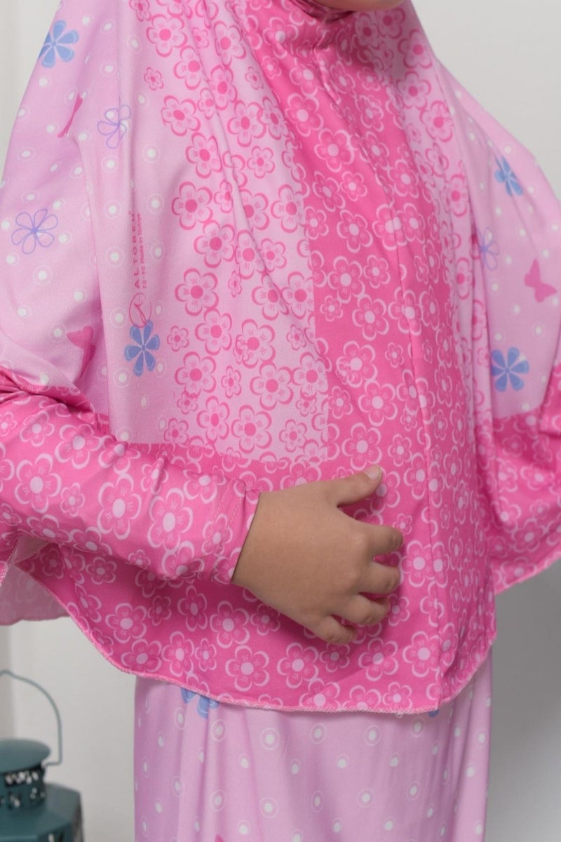Altobeh Children's Prayer Set Practical Two-Piece Patterned Sleeves Removable Headscarved Lycra Hijab Dress (6-12 Years) 901-0102 - Image 4